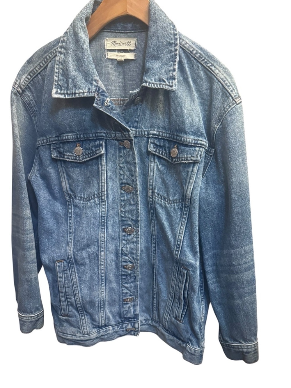Madewell Faded Blue Denim 70’s Jean Trucker Chore Jacket SZ MED Barn Festival - Picture 13 of 14